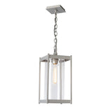 Hubbardton Forge 2023 Coastal Burnished Steel Clear Glass (ZM) Cela Large Outdoor Lantern