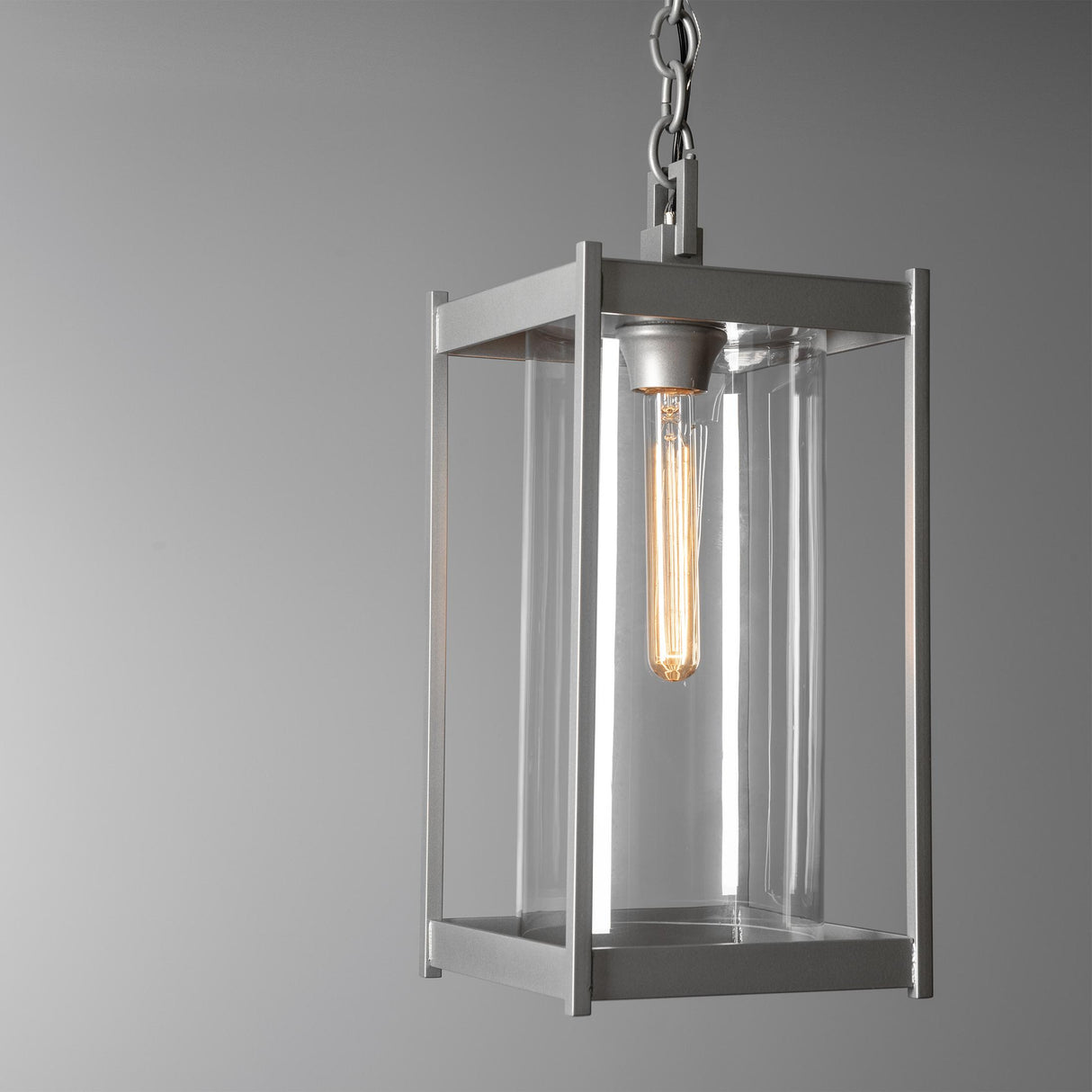 Hubbardton Forge 2023 Coastal Burnished Steel Clear Glass (ZM) Cela Large Outdoor Lantern