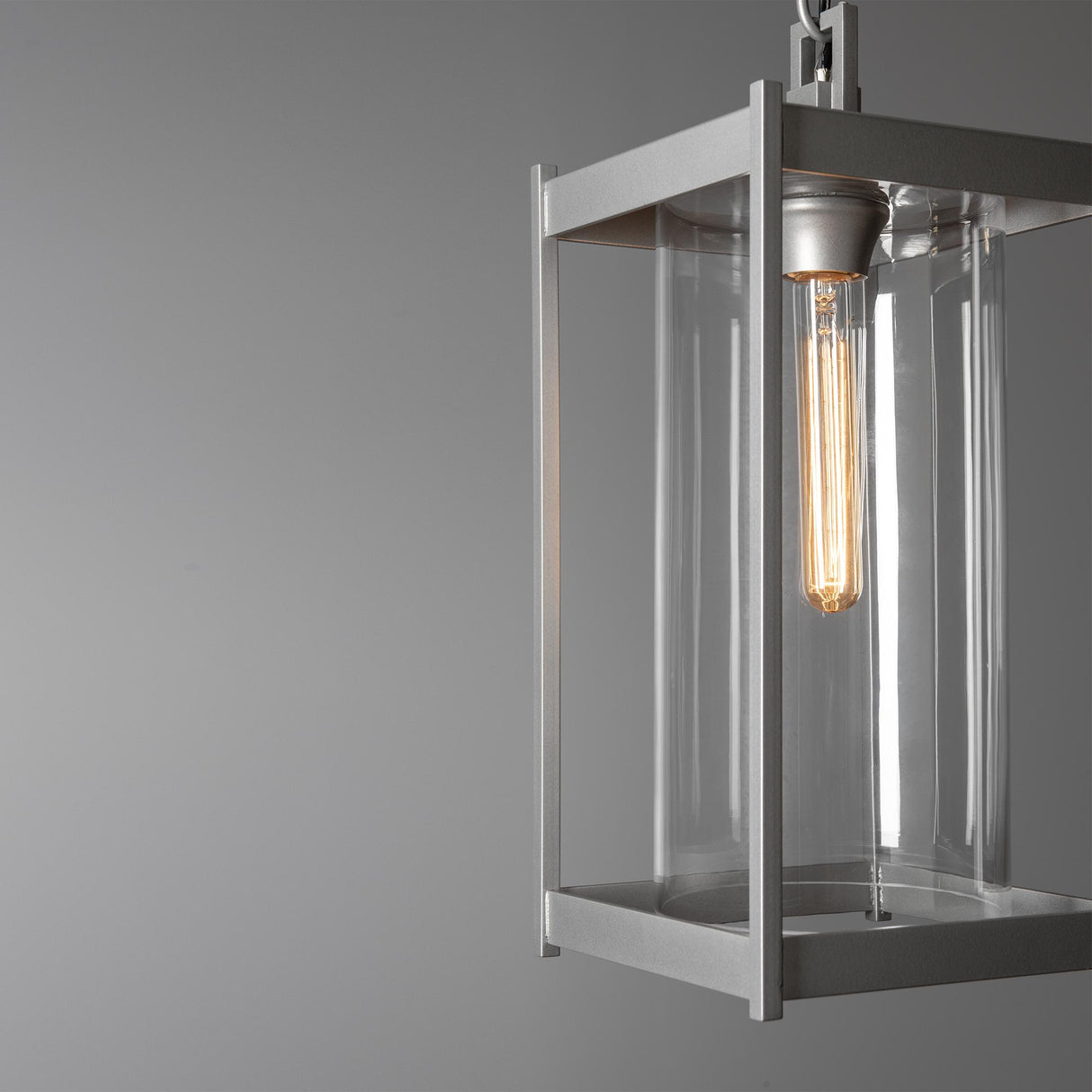 Hubbardton Forge 2023 Coastal Burnished Steel Clear Glass (ZM) Cela Large Outdoor Lantern