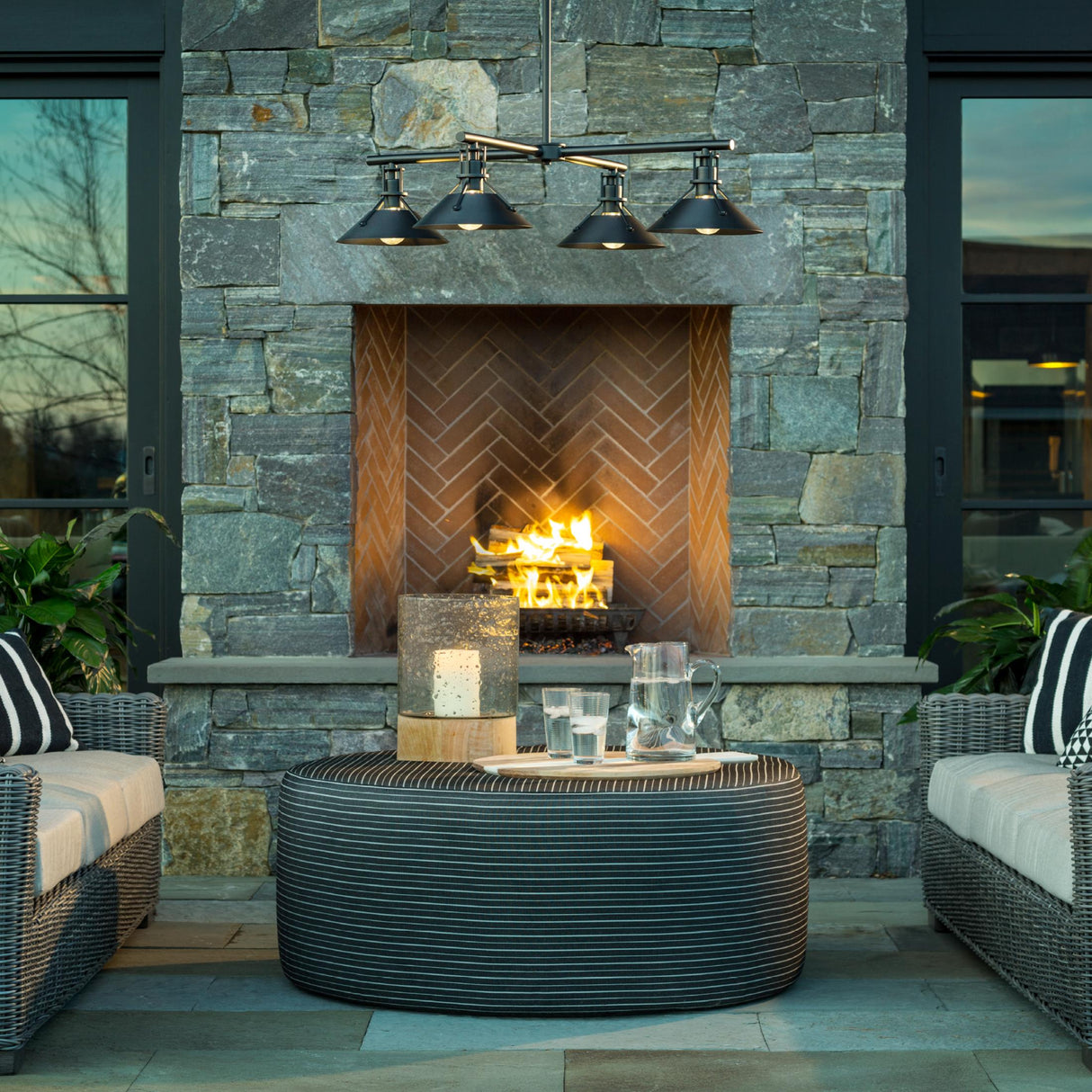 Hubbardton Forge 2021 Coastal Black Multi Henry Outdoor 4-Light Pendant