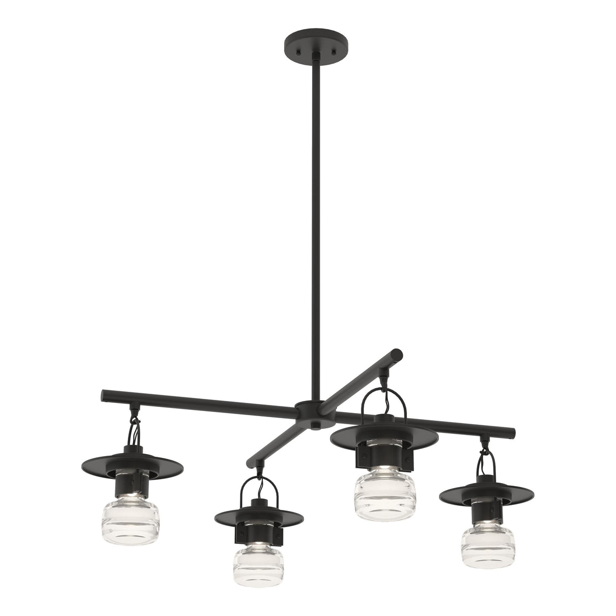 Hubbardton Forge 2021 Coastal Black Clear Glass (ZM) Multi Mason Outdoor 4-Light Pendant