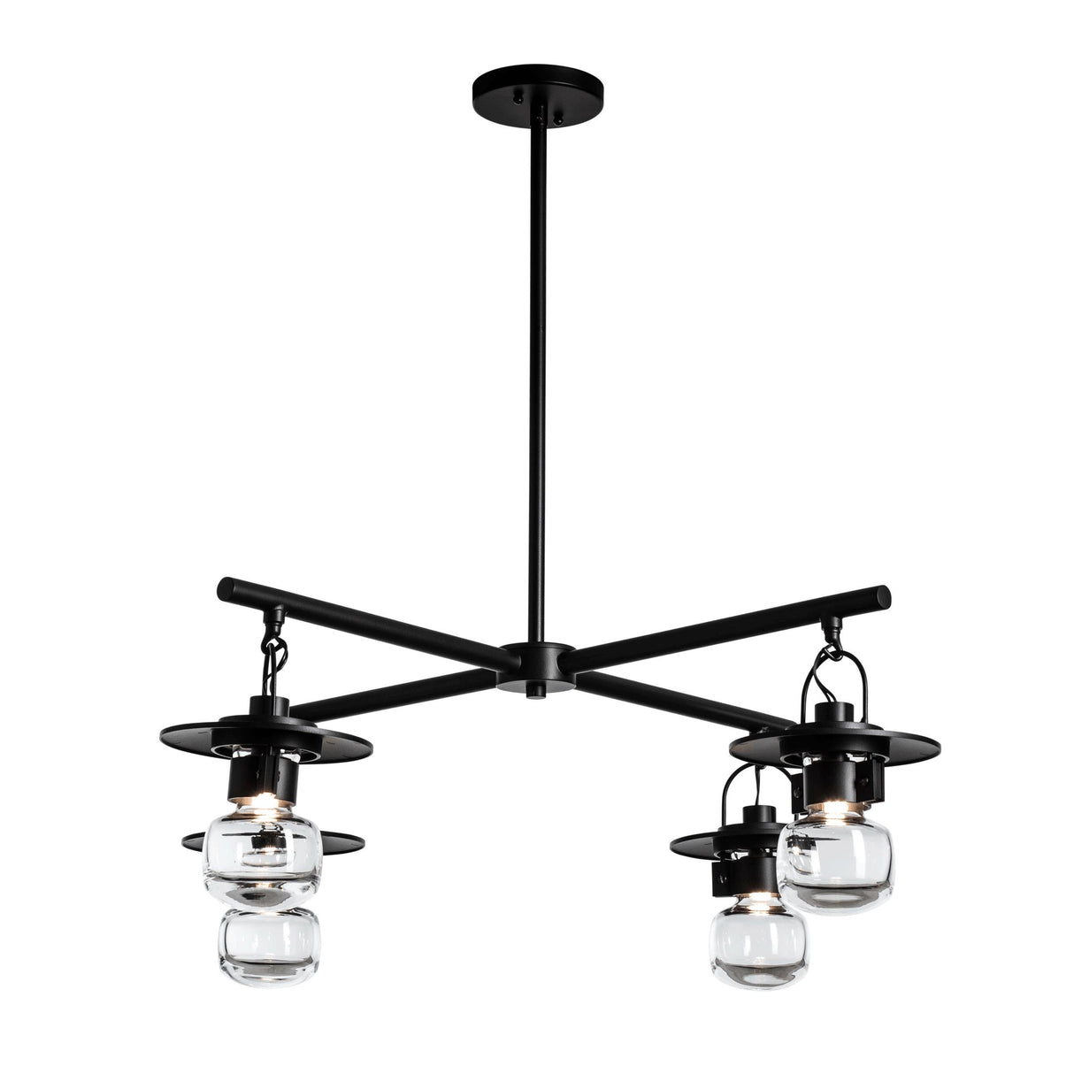 Hubbardton Forge 2021 Coastal Black Clear Glass (ZM) Multi Mason Outdoor 4-Light Pendant