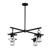 Hubbardton Forge 2021 Coastal Black Clear Glass (ZM) Multi Mason Outdoor 4-Light Pendant