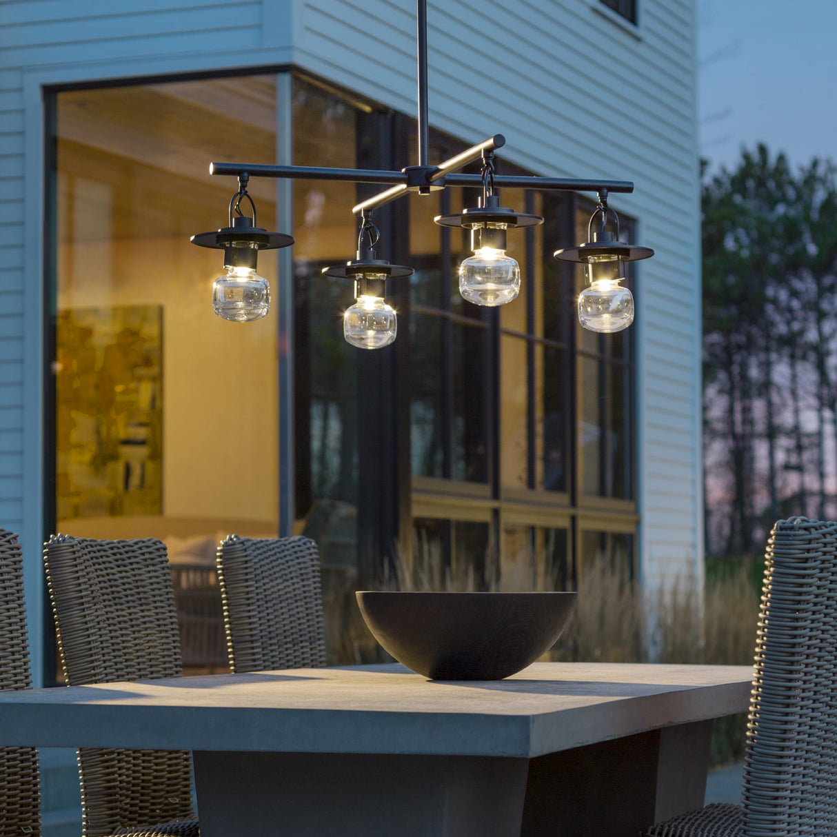 Hubbardton Forge 2021 Coastal Black Clear Glass (ZM) Multi Mason Outdoor 4-Light Pendant