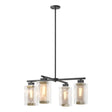 Hubbardton Forge 2021 Coastal Black Coastal Gold Clear Glass (ZM) Multi Polaris Outdoor 4-Light Pendant