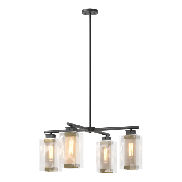 Hubbardton Forge 2021 Coastal Black Coastal Gold Clear Glass (ZM) Multi Polaris Outdoor 4-Light Pendant