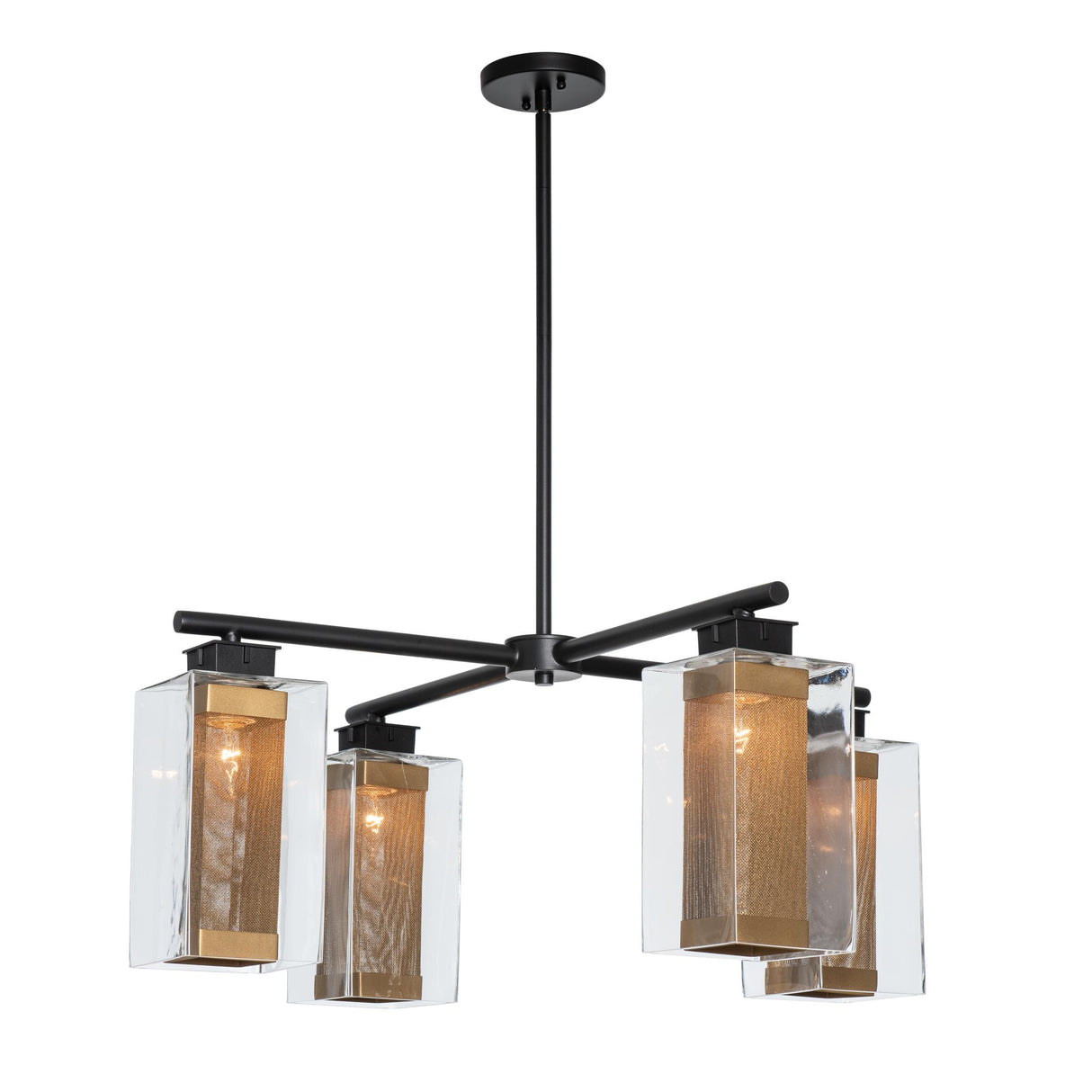 Hubbardton Forge 2021 Coastal Black Coastal Gold Clear Glass (ZM) Multi Polaris Outdoor 4-Light Pendant