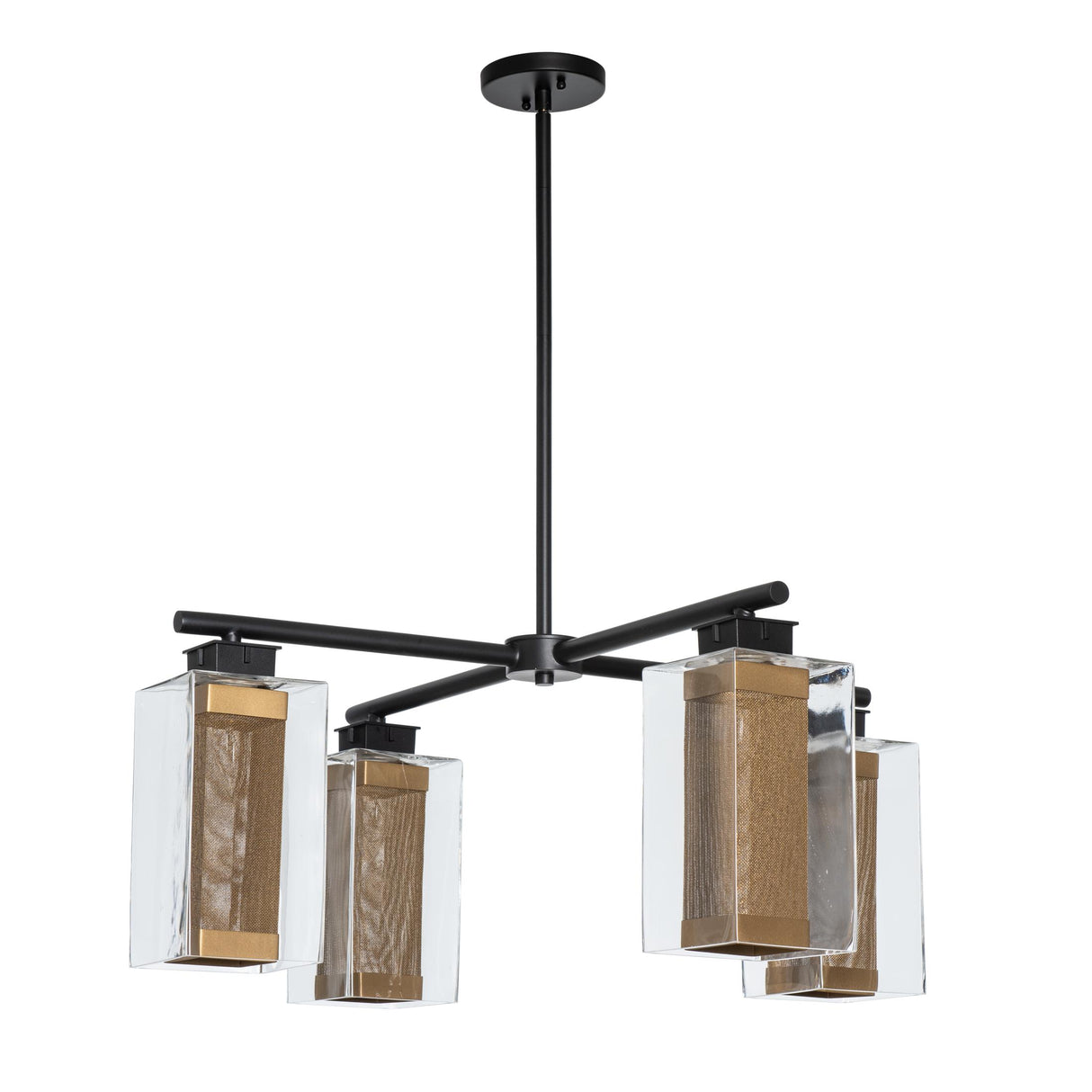 Hubbardton Forge 2021 Coastal Black Coastal Gold Clear Glass (ZM) Multi Polaris Outdoor 4-Light Pendant