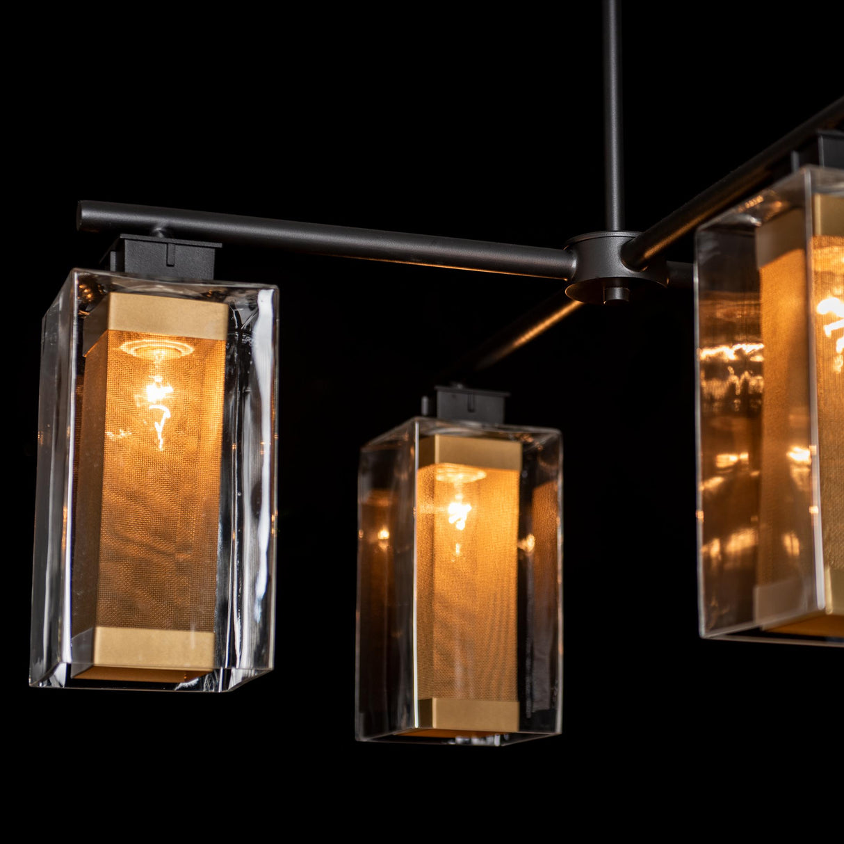 Hubbardton Forge 2021 Coastal Black Coastal Gold Clear Glass (ZM) Multi Polaris Outdoor 4-Light Pendant