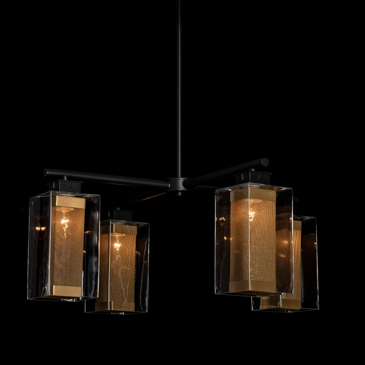 Hubbardton Forge 2021 Coastal Black Coastal Gold Clear Glass (ZM) Multi Polaris Outdoor 4-Light Pendant