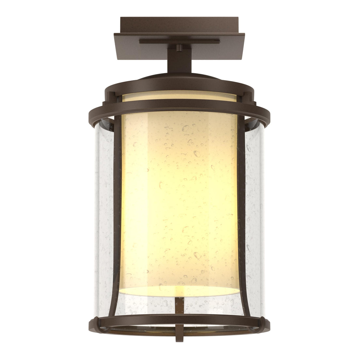 Hubbardton Forge 2010 Coastal Bronze Seeded Glass with Opal Diffuser (ZS) Meridian Outdoor Semi-Flush