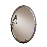 Hubbardton Forge 2006 Bronze Beveled Oval Mirror with Leaf