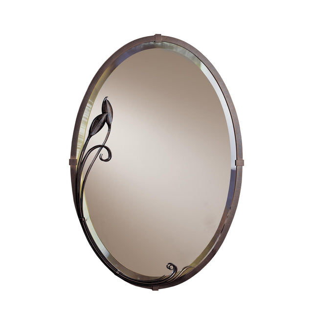 Hubbardton Forge 2006 Bronze Beveled Oval Mirror with Leaf