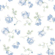 A-Street Prints Ribbon Rosa French Blue Loose Roses Wallpaper