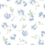 A-Street Prints Ribbon Rosa French Blue Loose Roses Wallpaper