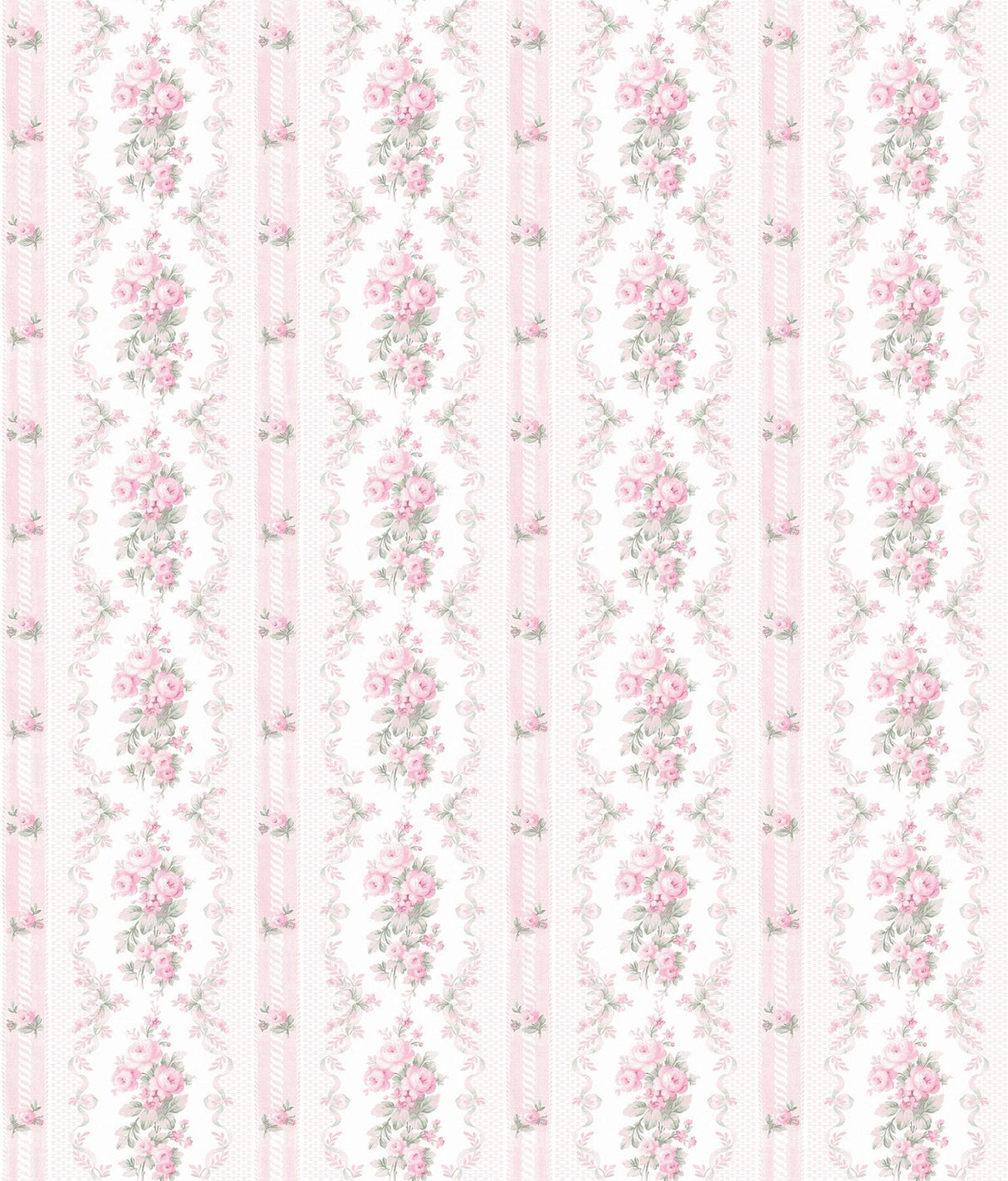 A-Street Prints Dreamy Days Pink Parfait Stripe & Floral Wallpaper