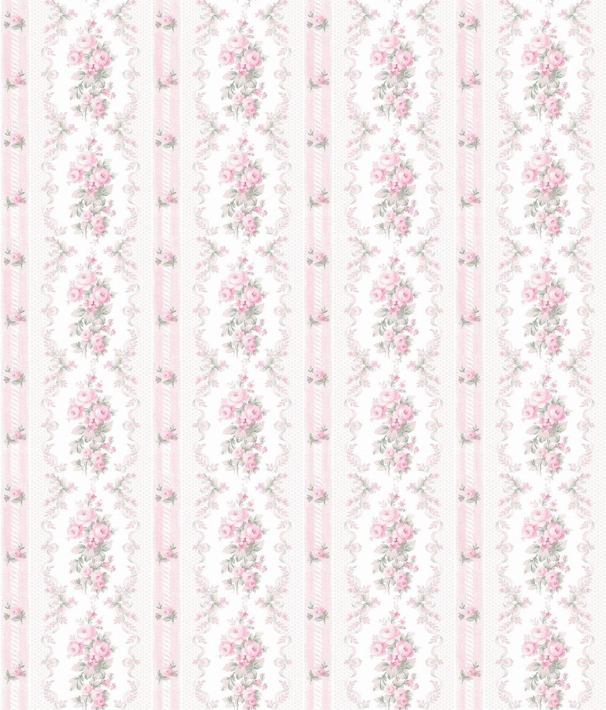 A-Street Prints Dreamy Days Pink Parfait Stripe & Floral Wallpaper