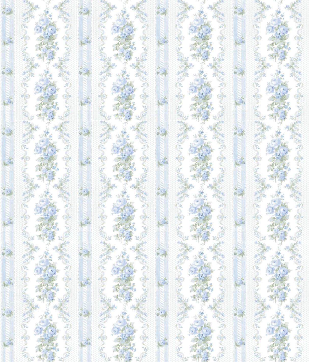 A-Street Prints Dreamy Days Sweet Blue Stripe & Floral Wallpaper