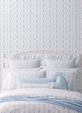 A-Street Prints Dreamy Days Sweet Blue Stripe & Floral Wallpaper