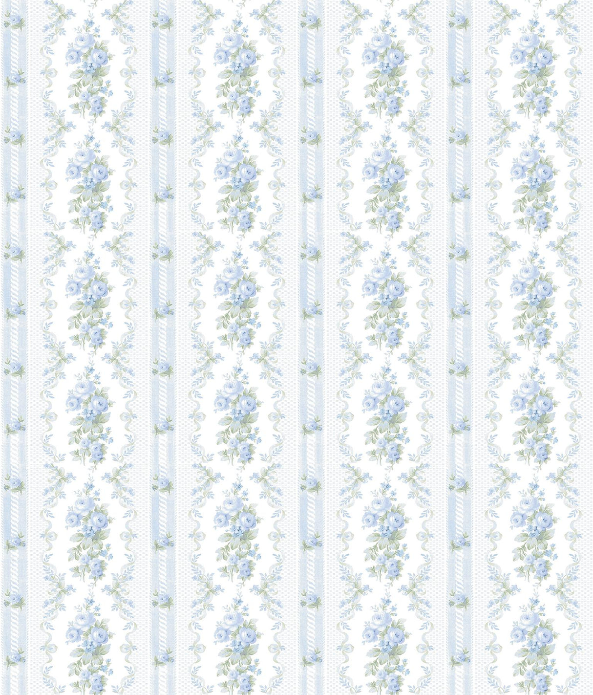 A-Street Prints Dreamy Days Sweet Blue Stripe & Floral Wallpaper