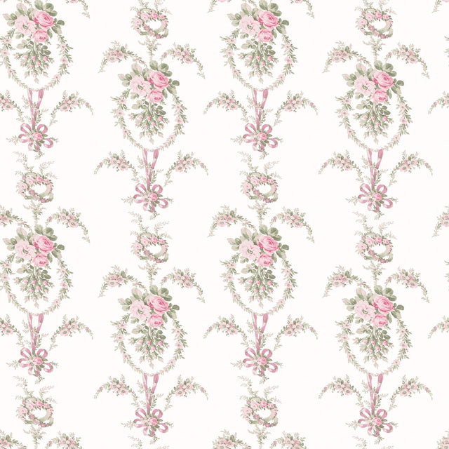 A-Street Prints Rose Cheeks Party Pink Floral Cluster Wallpaper
