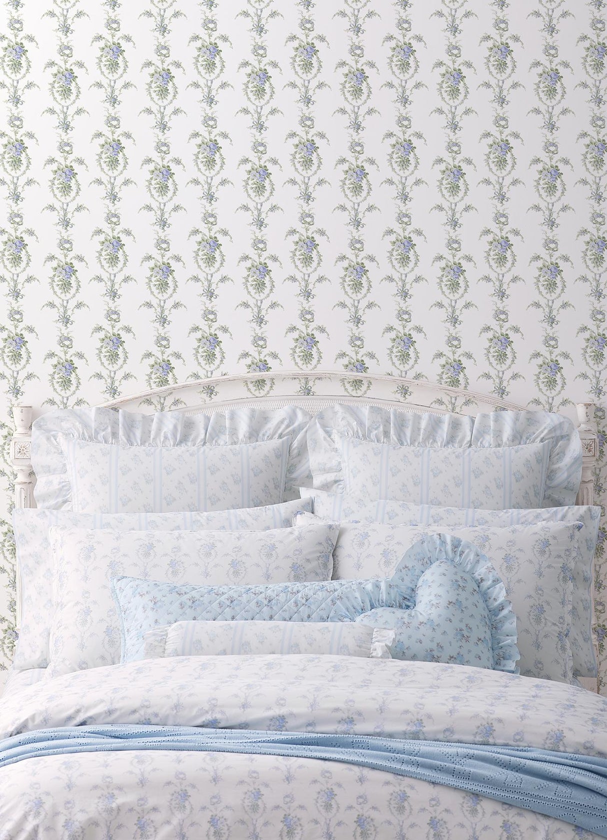 A-Street Prints Rose Cheeks Blye Elysees Floral Cluster Wallpaper