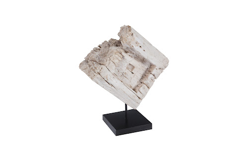 Phillips Collection Eroded Wood Block on Stand, Assorted Brown Tabletop