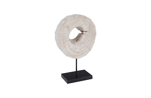 Phillips Collection Eroded Wood Circle Sculpture on Stand , Assorted Brown Tabletop