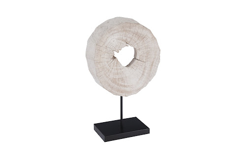 Phillips Collection Eroded Wood Circle Sculpture on Stand , Assorted Brown Tabletop