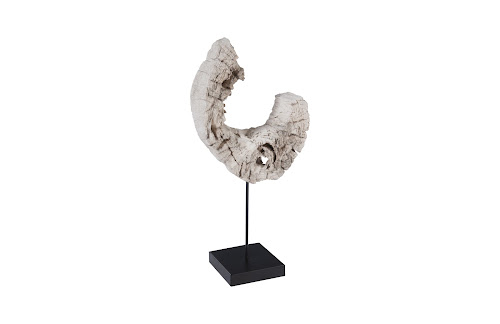 Phillips Collection Eroded Wood C Sculpture on Stand ,Assorted Brown Tabletop