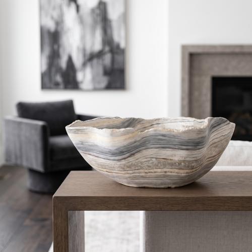 Phillips Collection Cast Gray Onyx Faux Finish Medium Bowl