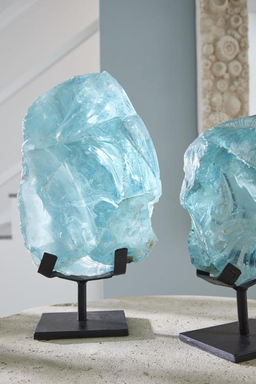 Phillips Collection Refractory Glass Sculpture Blue On Base Tabletop