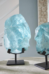 Phillips Collection Refractory Glass Sculpture Blue On Base Tabletop
