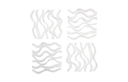 Phillips Collection Vine Wall Tile, Matte White, Set of 4 White Wall Art