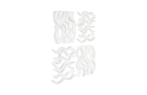 Phillips Collection Vine Wall Tile, Matte White, Set of 4 White Wall Art