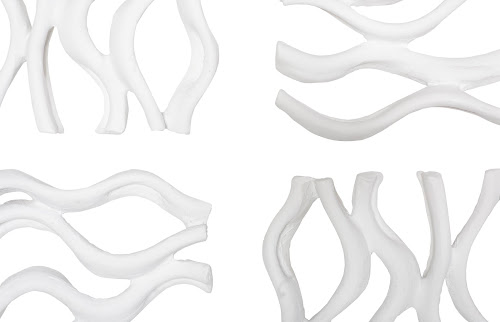 Phillips Collection Vine Wall Tile, Matte White, Set of 4 White Wall Art