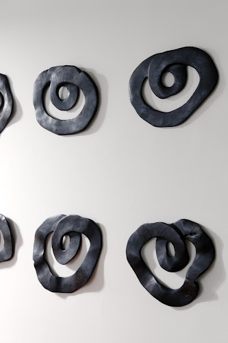 Phillips Collection Swirl Wall Tile Teak Wood Assorted Black Wall Art