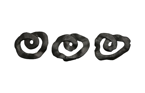 Phillips Collection Swirl Wall Tile Teak Wood Assorted Black Wall Art