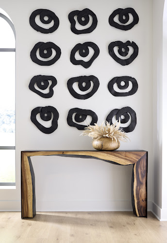 Phillips Collection Swirl Wall Tile Teak Wood Assorted Black Wall Art