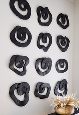 Phillips Collection Swirl Wall Tile Teak Wood Assorted Black Wall Art