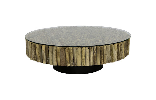 Phillips Collection Manhattan Round with Glass Coffee Table