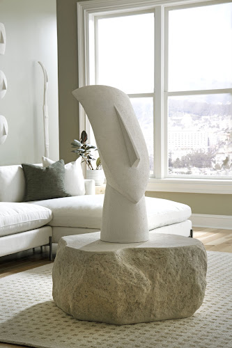 Phillips Collection Cycladic Head, Sculpture, Classic White Stone Accent