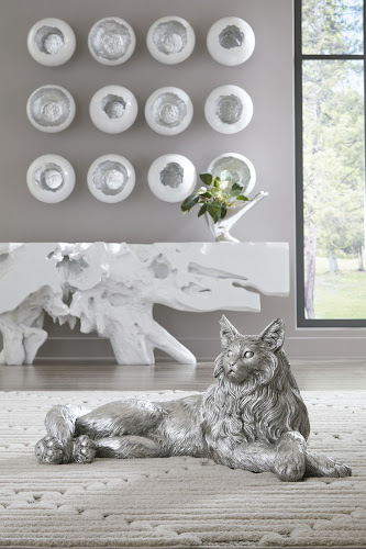 Phillips Collection Cat Sculpture Silver Leaf Accent