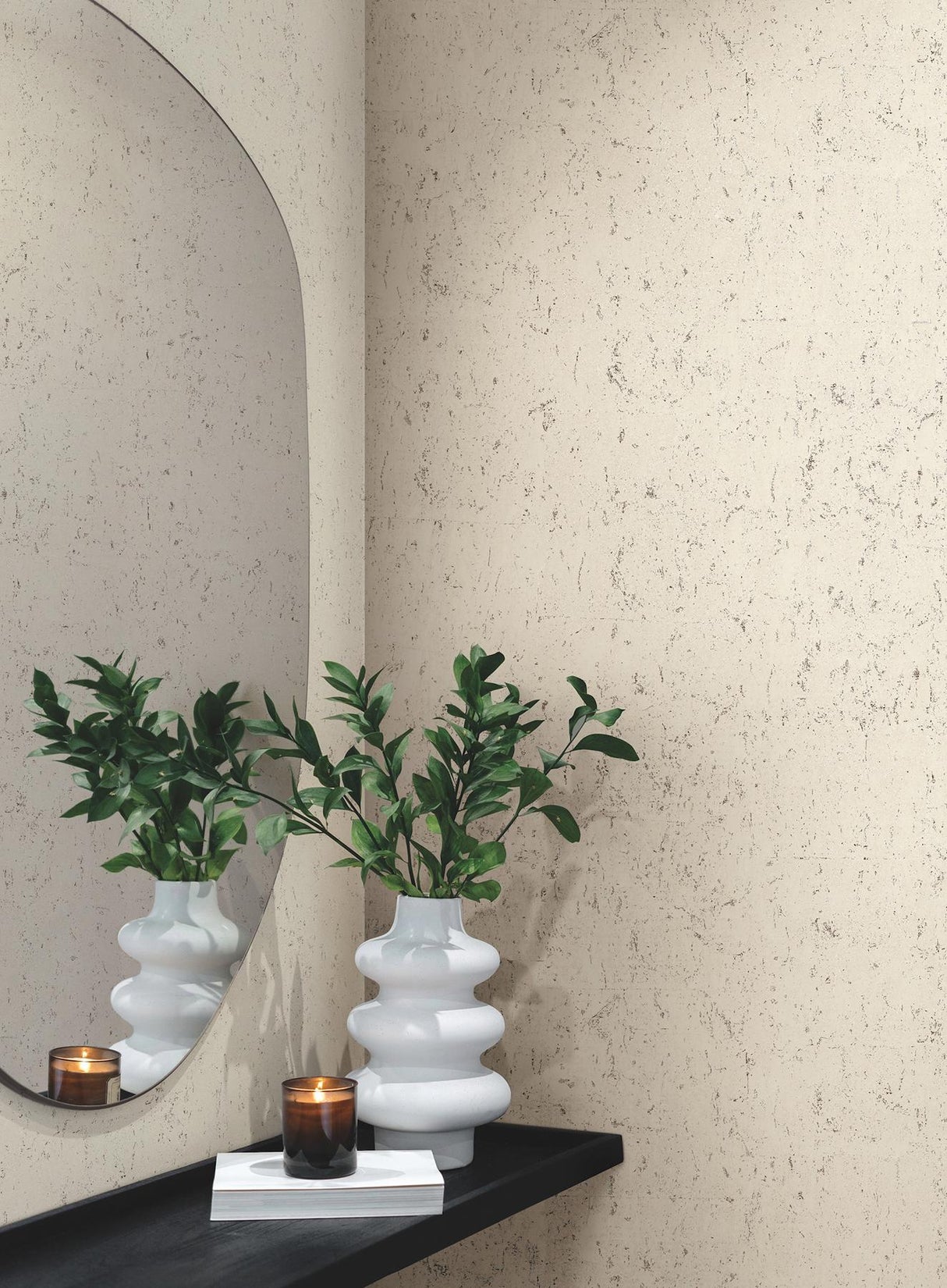 Candice Olson Pale Grey & Silver Cork Grey Wallpaper