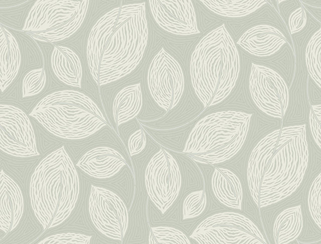 Candice Olson Green Contoured Leaves Green Wallpaper