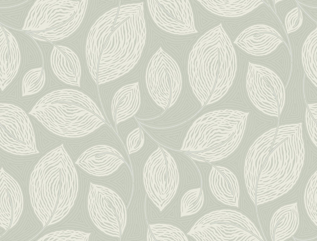 Candice Olson Green Contoured Leaves Green Wallpaper