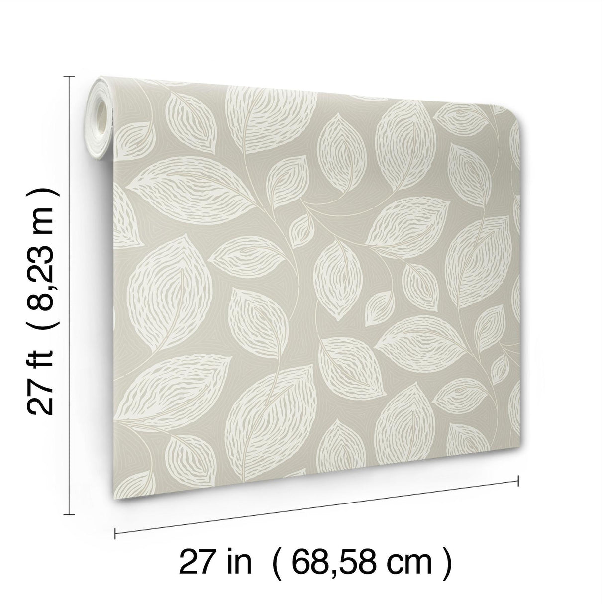 Candice Olson Taupe Contoured Leaves Brown Wallpaper