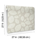 Candice Olson Taupe Contoured Leaves Brown Wallpaper
