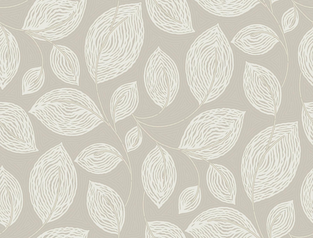 Candice Olson Taupe Contoured Leaves Brown Wallpaper