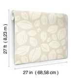 Candice Olson Sand Contoured Leaves Beige Wallpaper